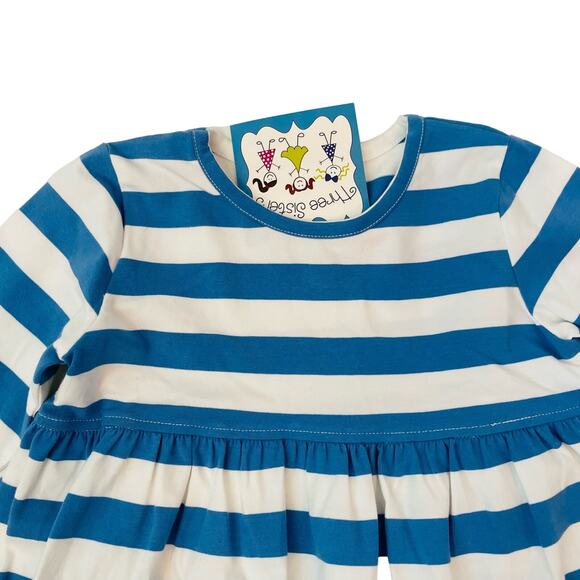 NWT Three Sisters 2T Pumpkin Patch Blue Stripe Dress - Picture 3 of 6